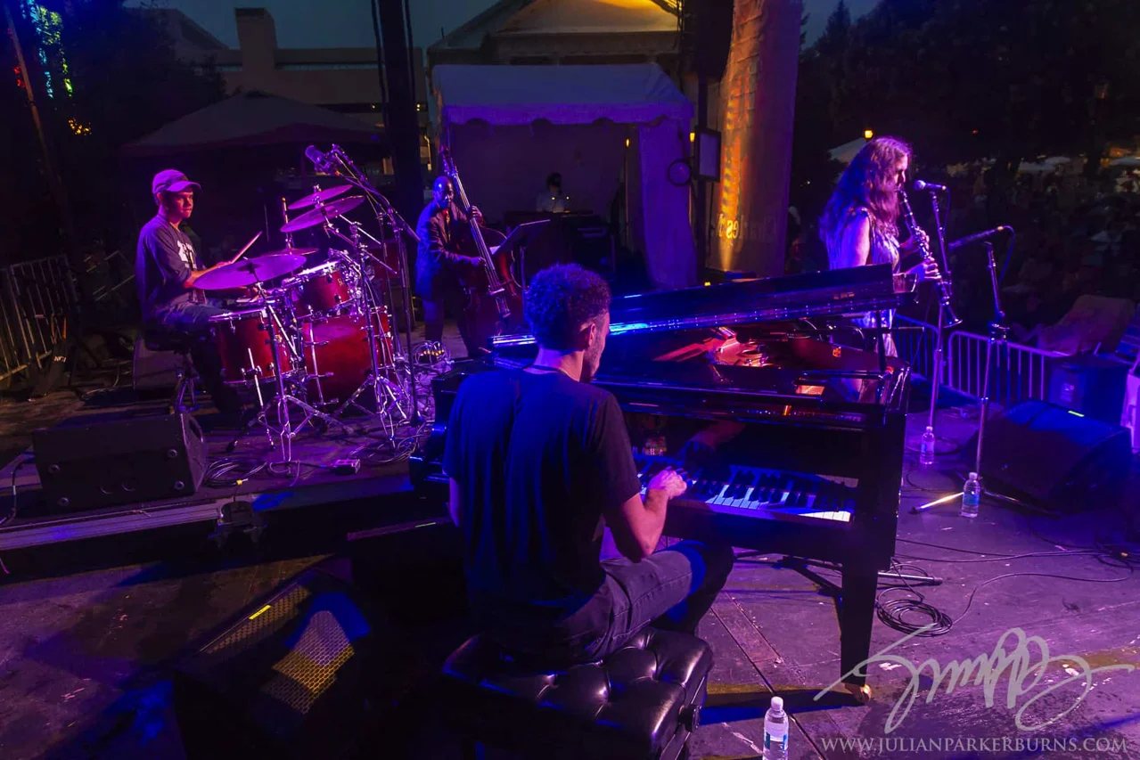 Kristin Neville on clarinet, Khalif Neville on piano, Talyn Neville on drums and Avery Sharpe on bass in the 2018 tribute to Charles Neville