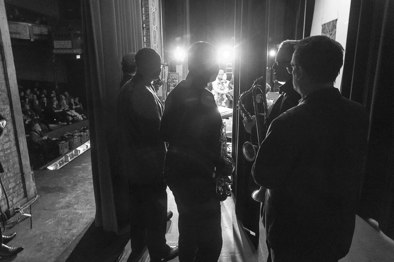 Musicians backstage at an event