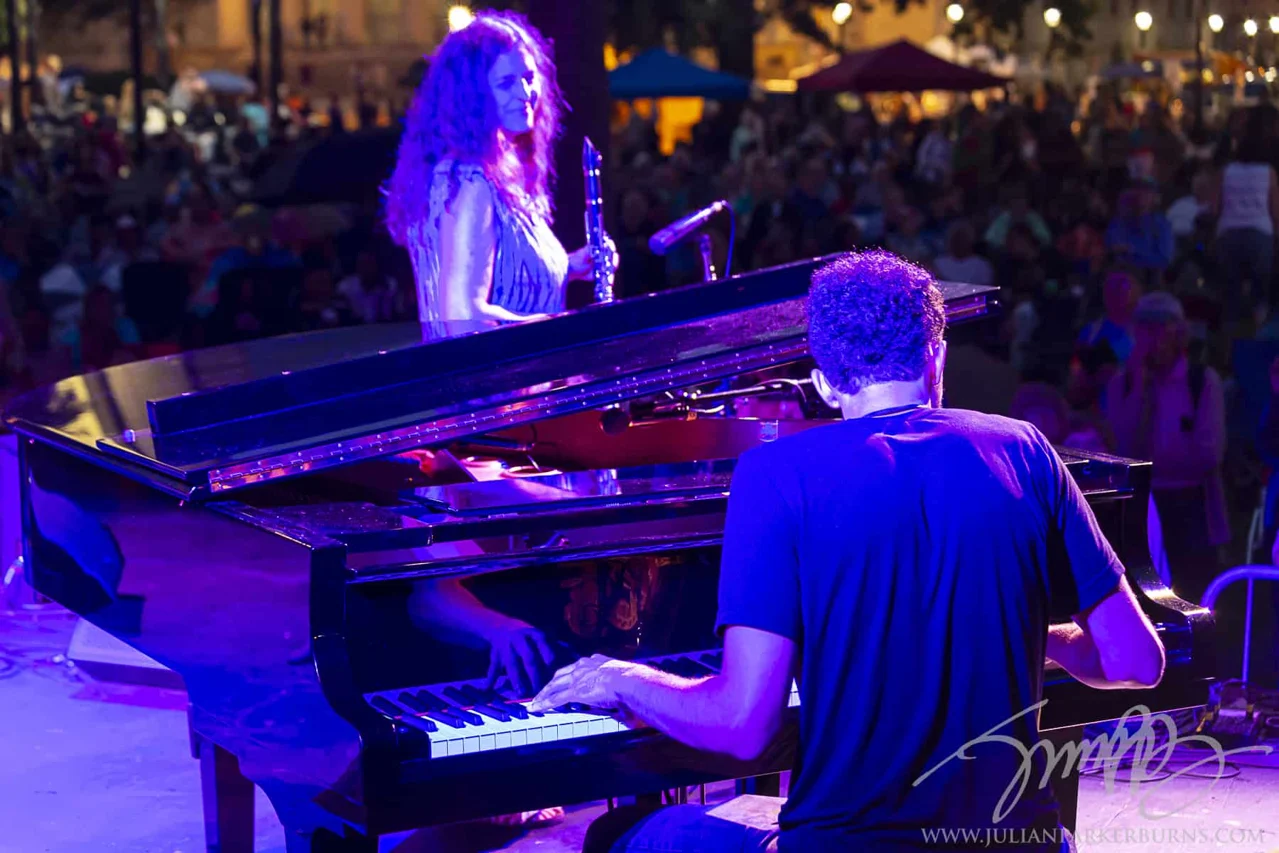 Kristin Neville on clarinet and her son Khalif Neville on piano, performing a tribute to Charles Neville